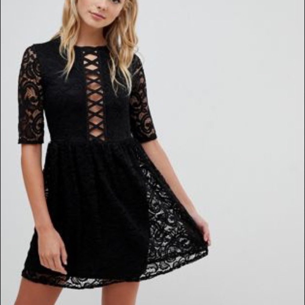 NWOT Urban Bliss Cage Dress In Black Lace